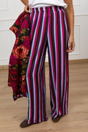 Pantalone a righe multicolor con elastico Haveone