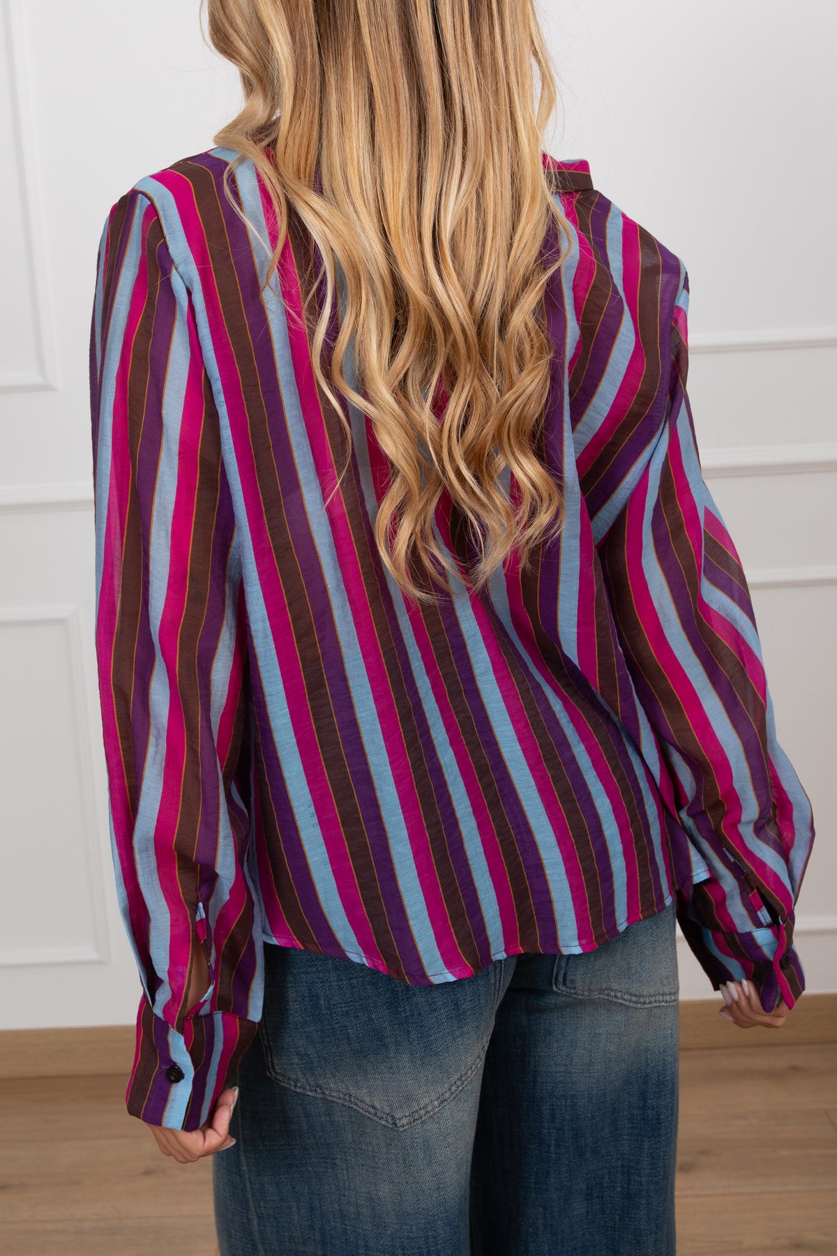 Camicia in lyocell a righe multicolor Haveone