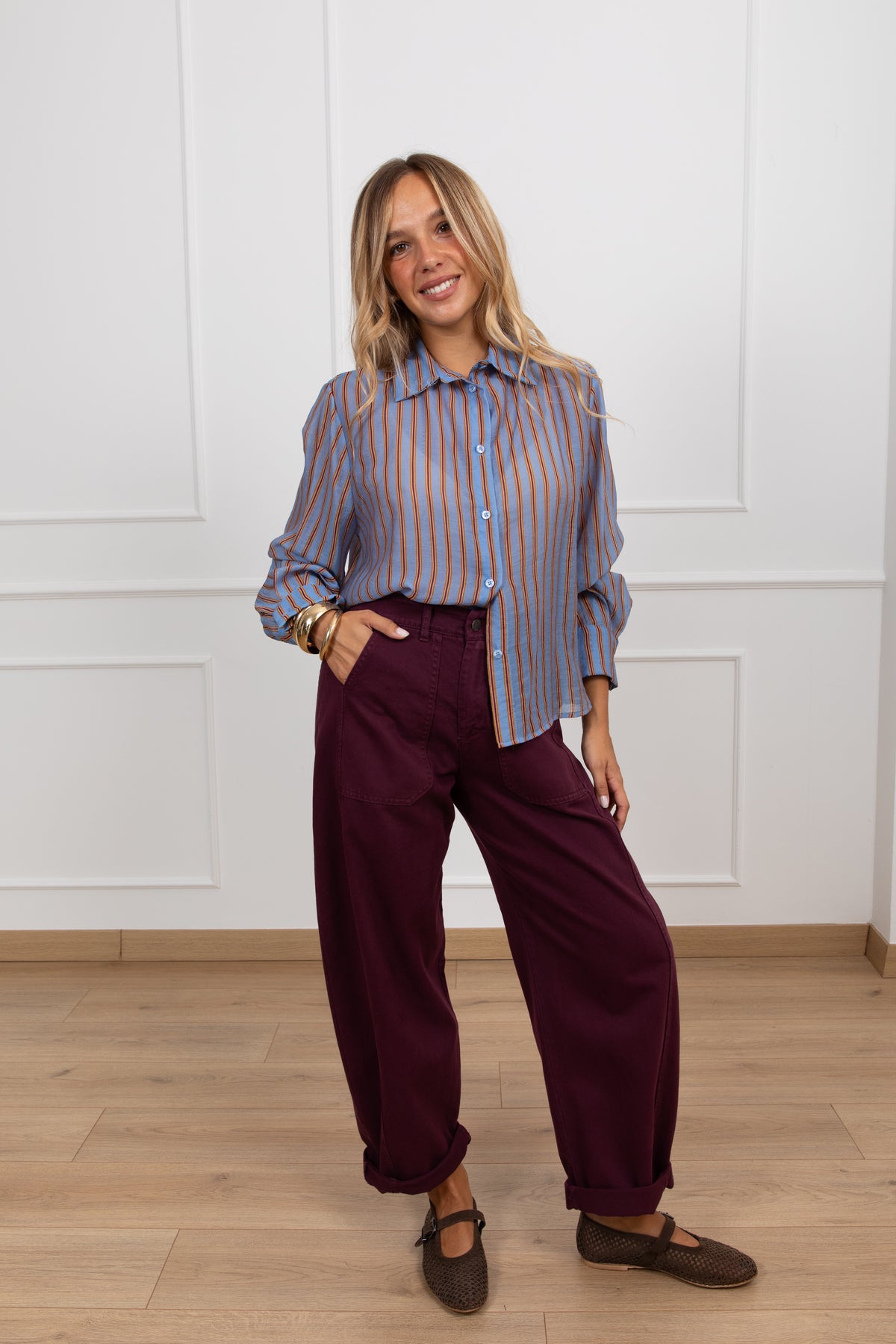 Camicia in lyocell bacchettata celeste Haveone