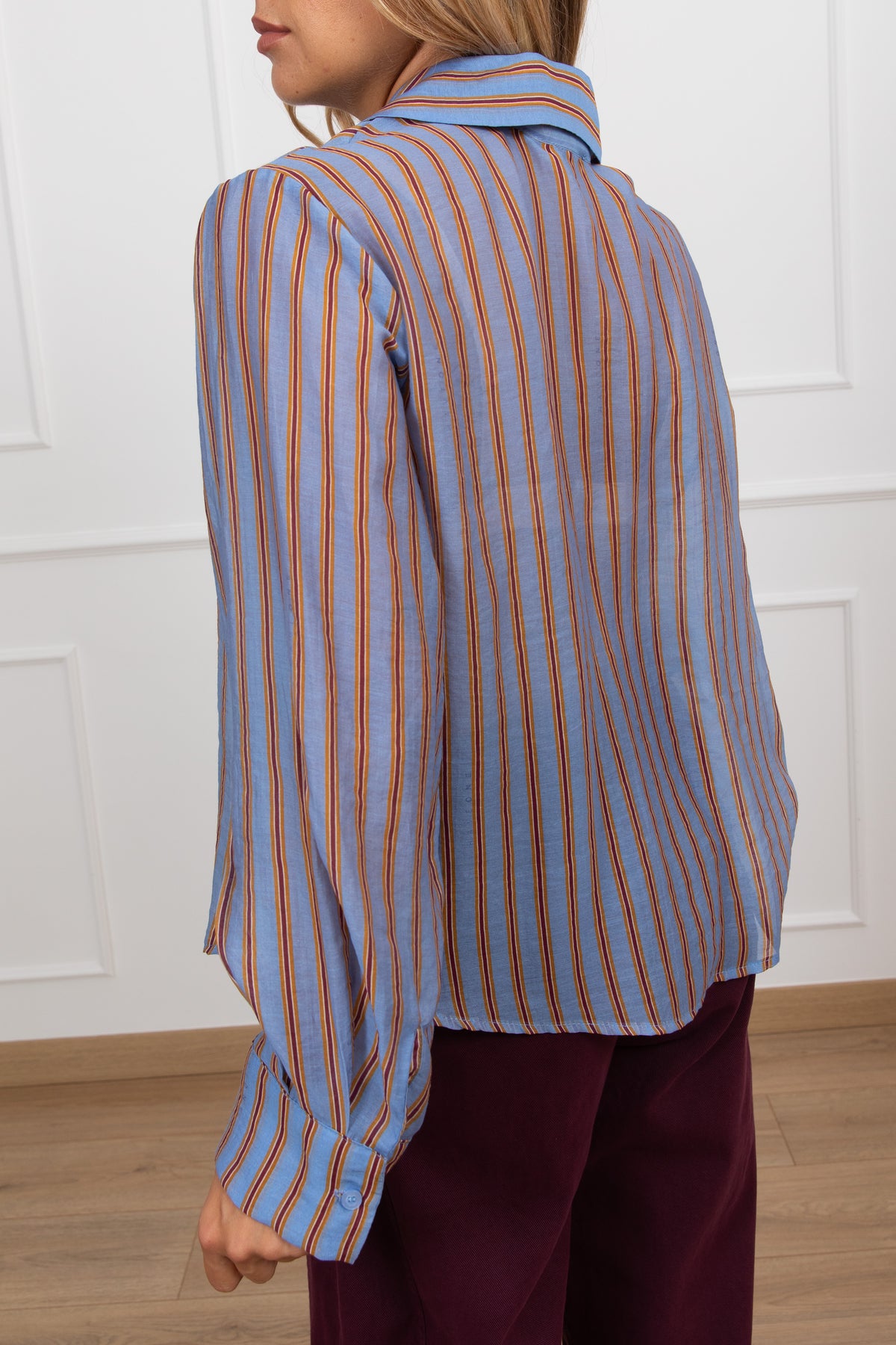 Camicia in lyocell bacchettata celeste Haveone