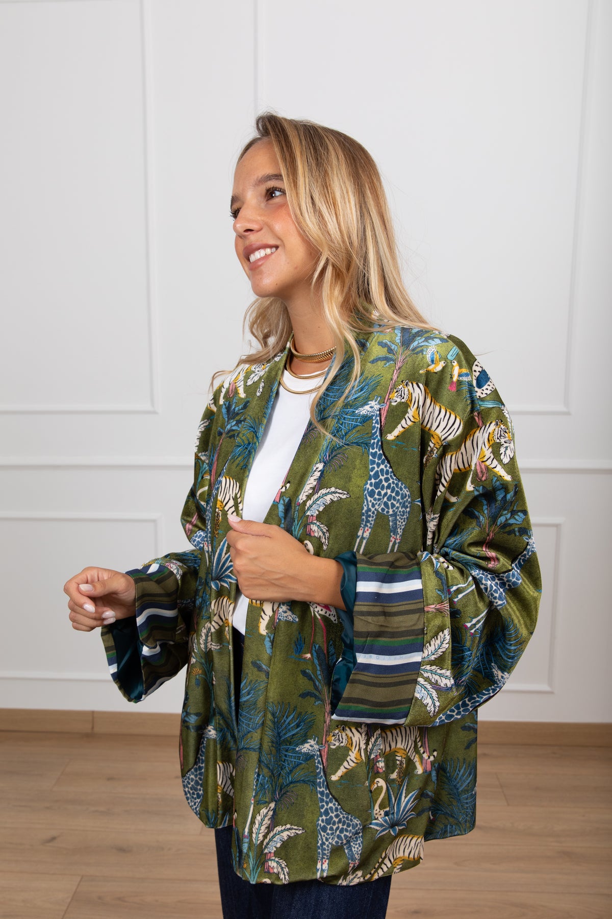Kimono in ciniglia fantasia jungle Haveone