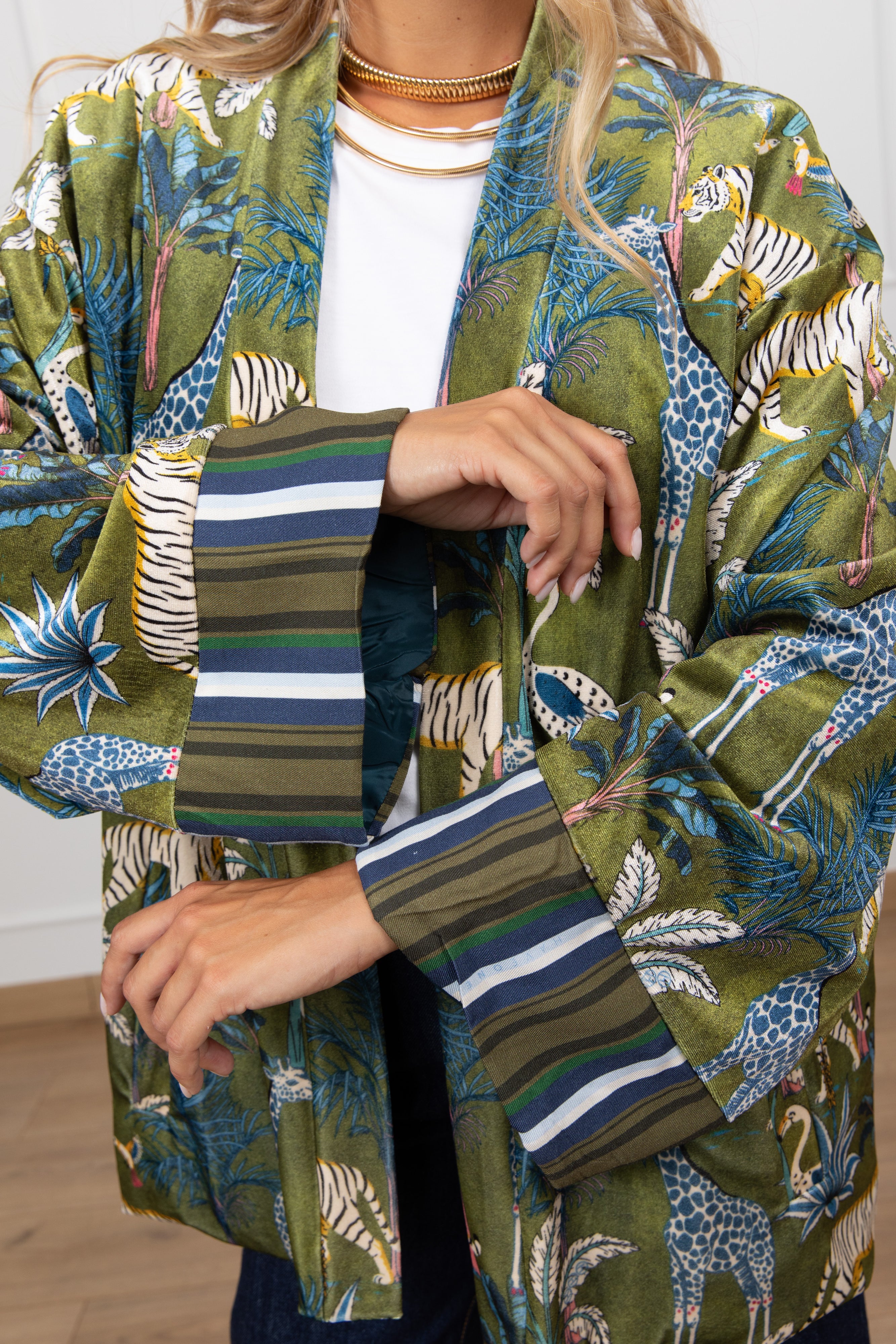 Kimono in ciniglia fantasia jungle Haveone
