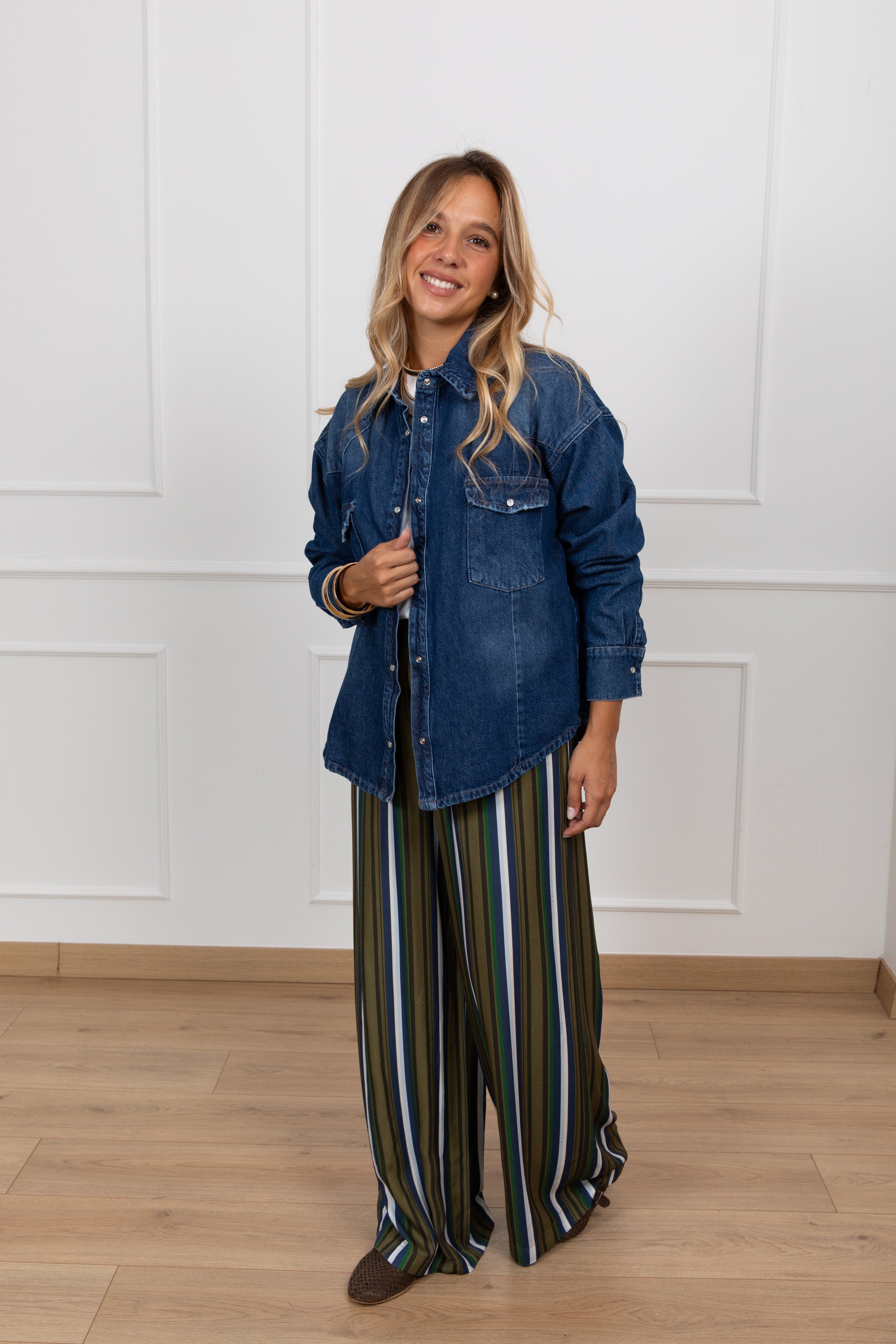 Pantalone a righe multicolor oliva Haveone