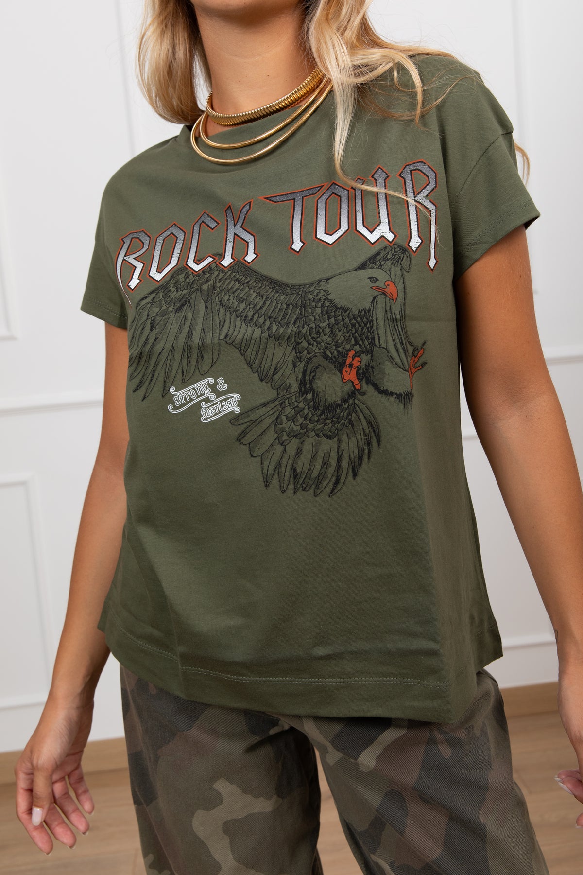 T-shirt stampa aquila "Rock tour" Susy Mix