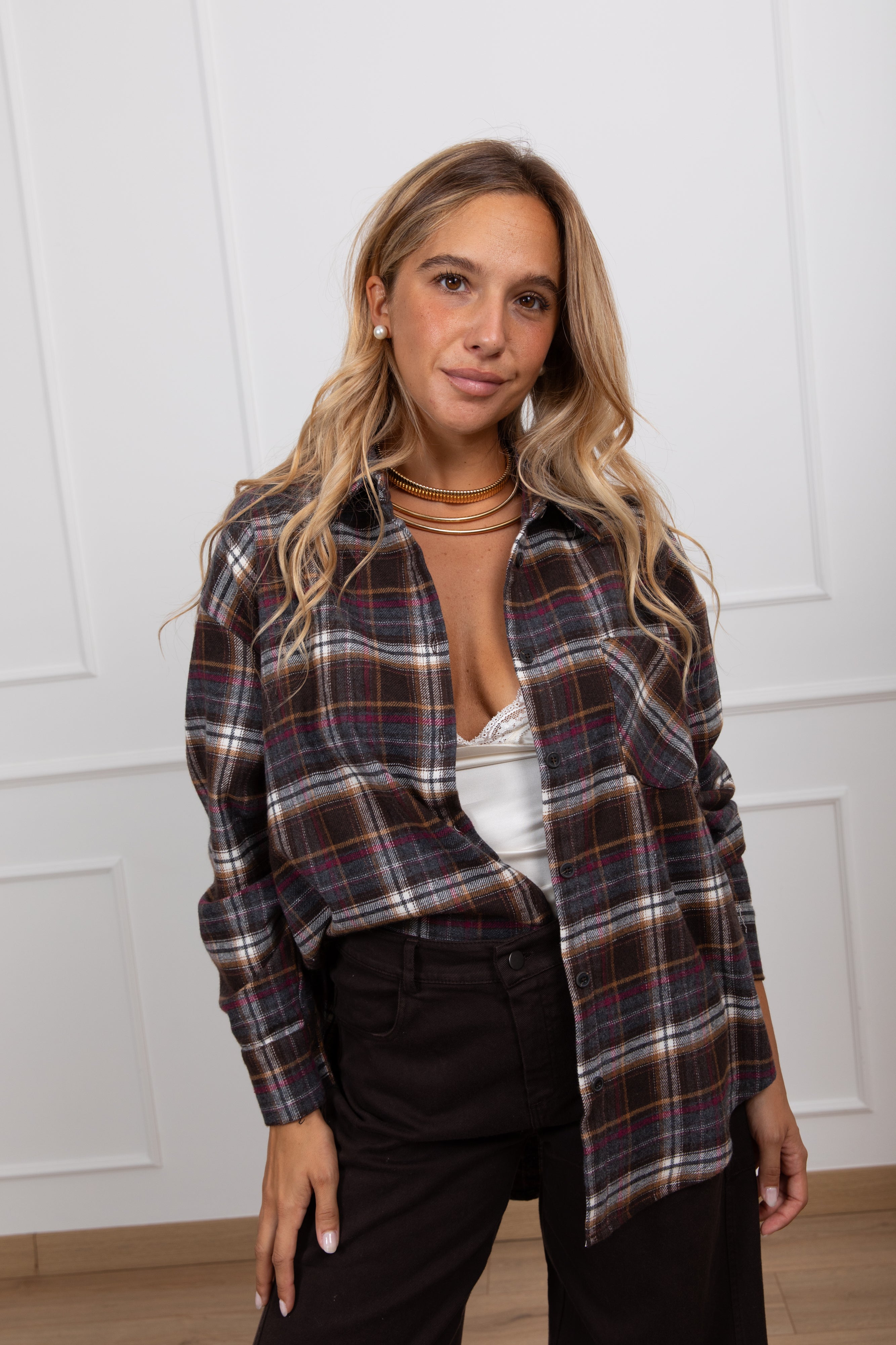 Camicia check in flanella variante moro Tensione IN