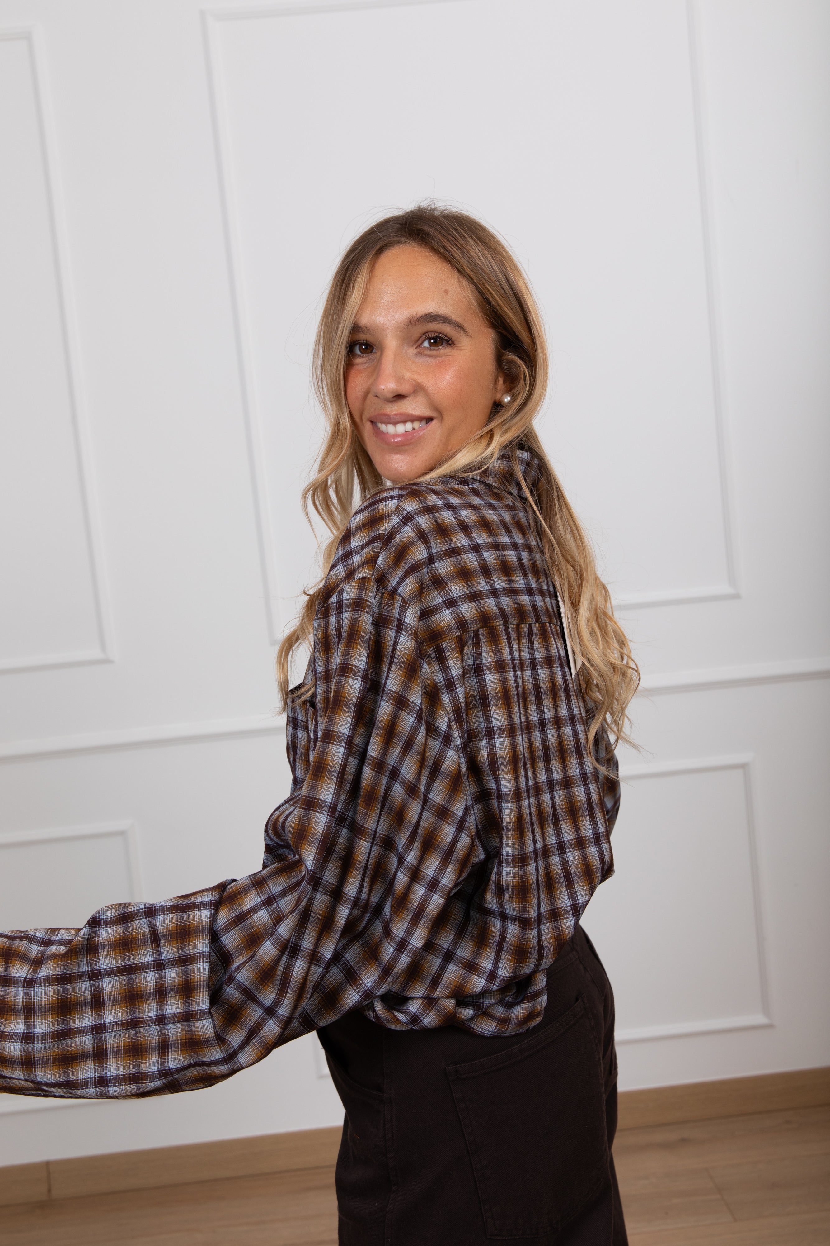 Camicia check con tasche variante celeste Haveone
