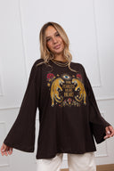 T-shirt over-size manica lunga "Your fearless heart" variante moro ViCOLO