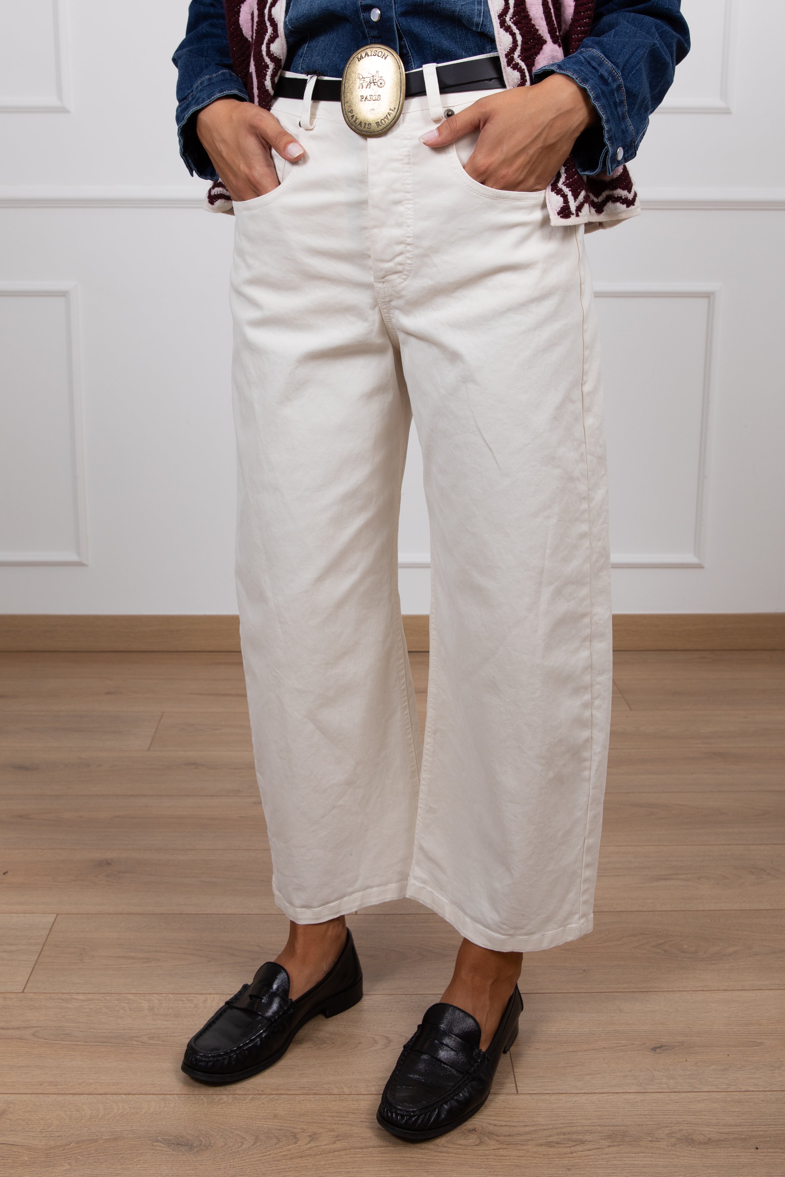 Pantalone 5 tasche con cintura placca variante burro Tensione IN