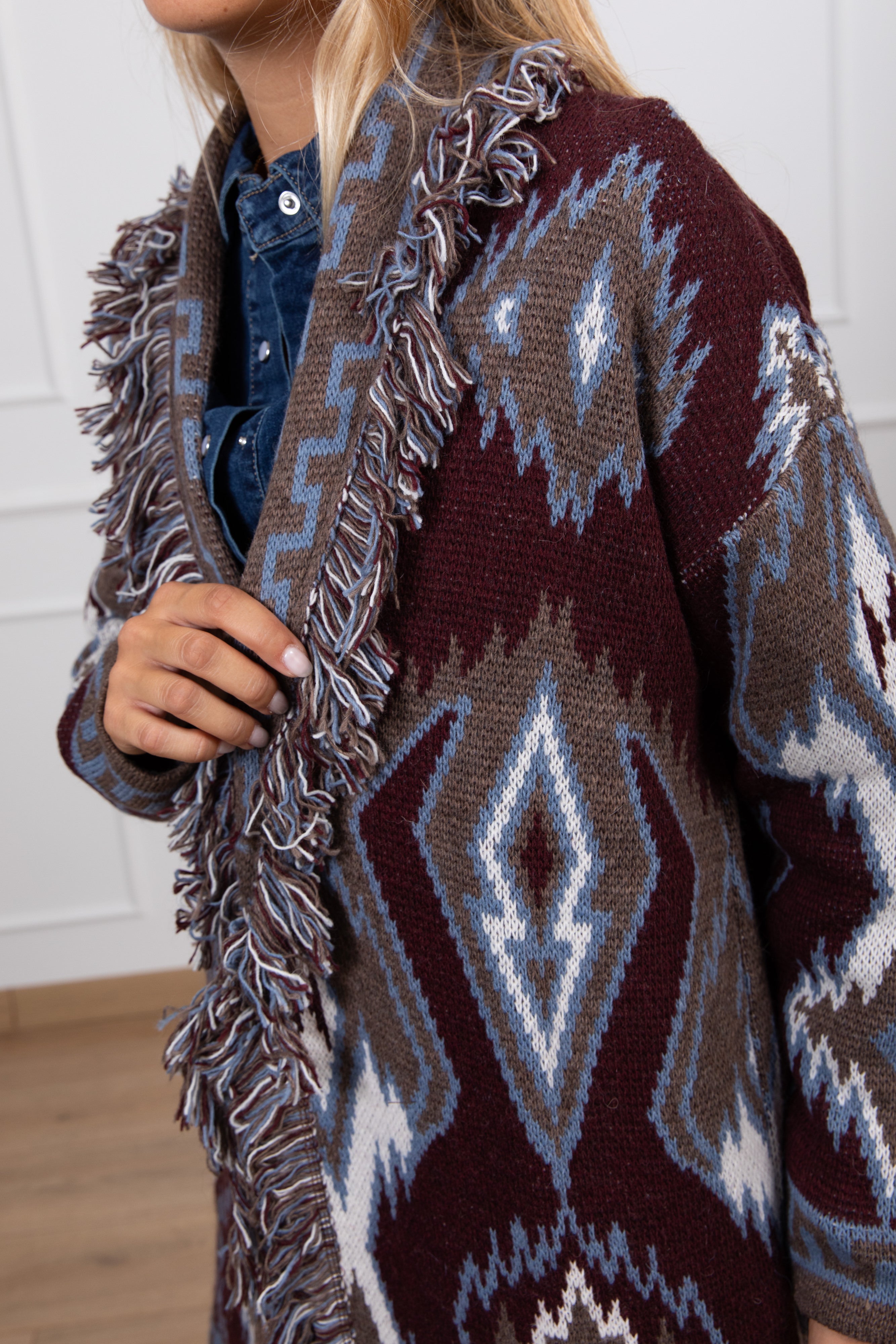 Maxi-cardigan fantasia rombi Susy Mix