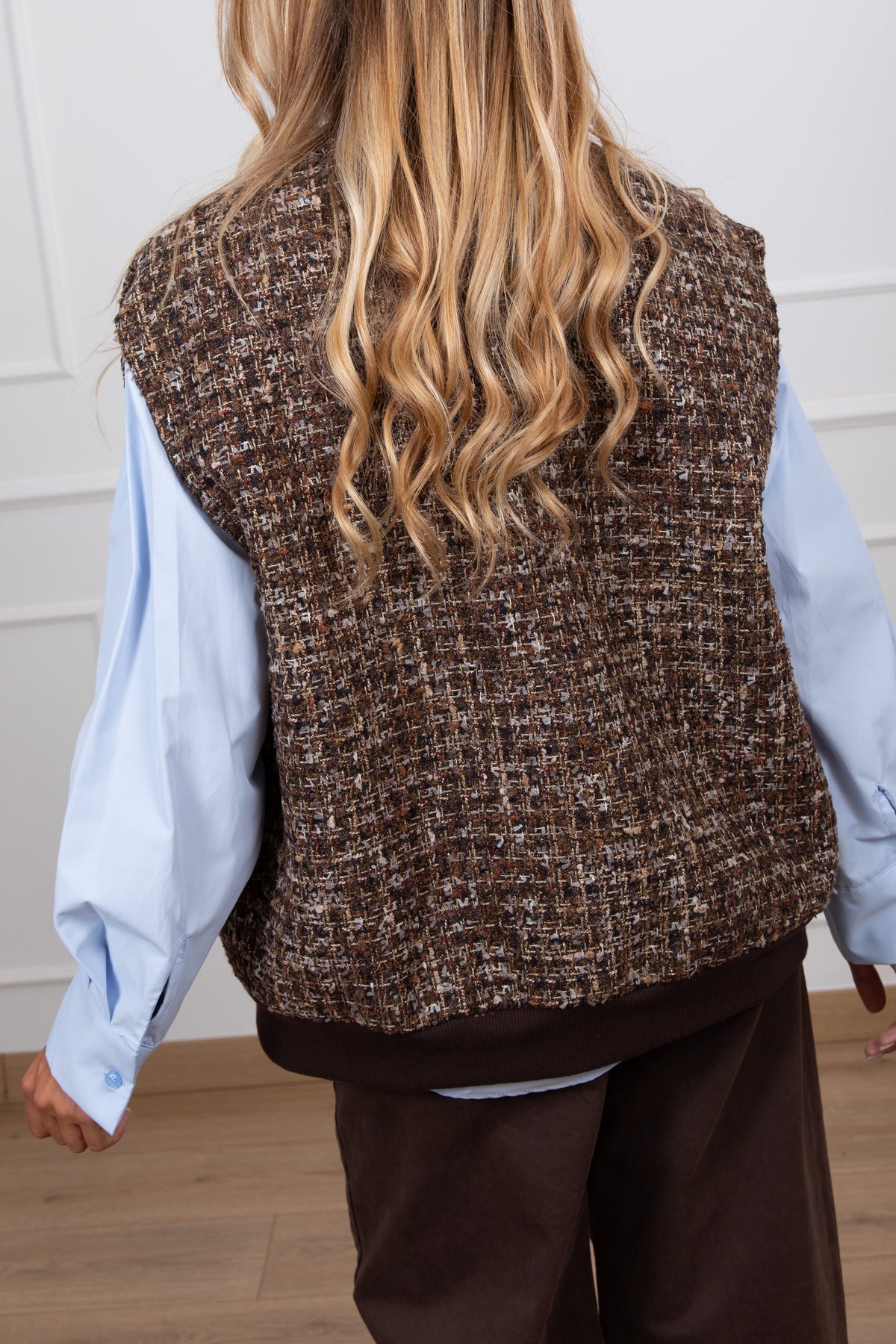 Gilet in tweed con bottoni oro Susy Mix
