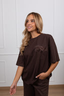 T-shirt con taschino e inserto piume variante moro Tensione IN