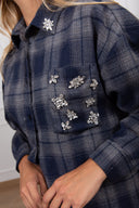 Camicia check con applicazioni sulla tasca variante blu ViCOLO