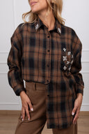 Camicia check con applicazioni sulla tasca variante cammello ViCOLO