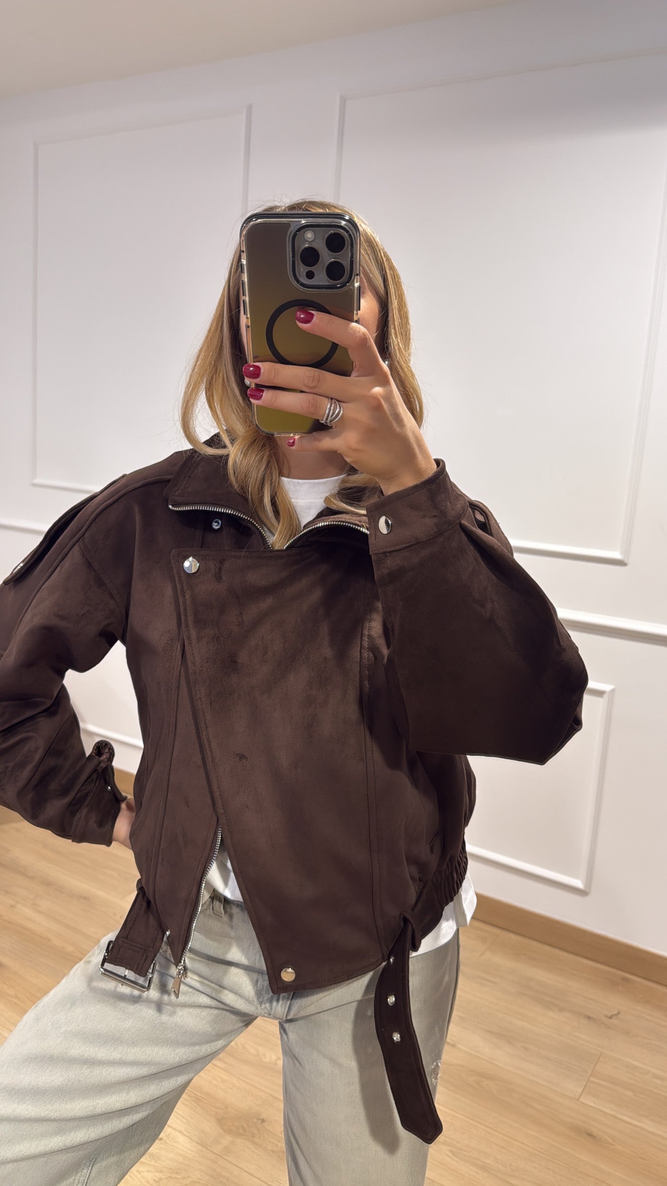 Chiodo-bomber in eco-camoscio Susy Mix