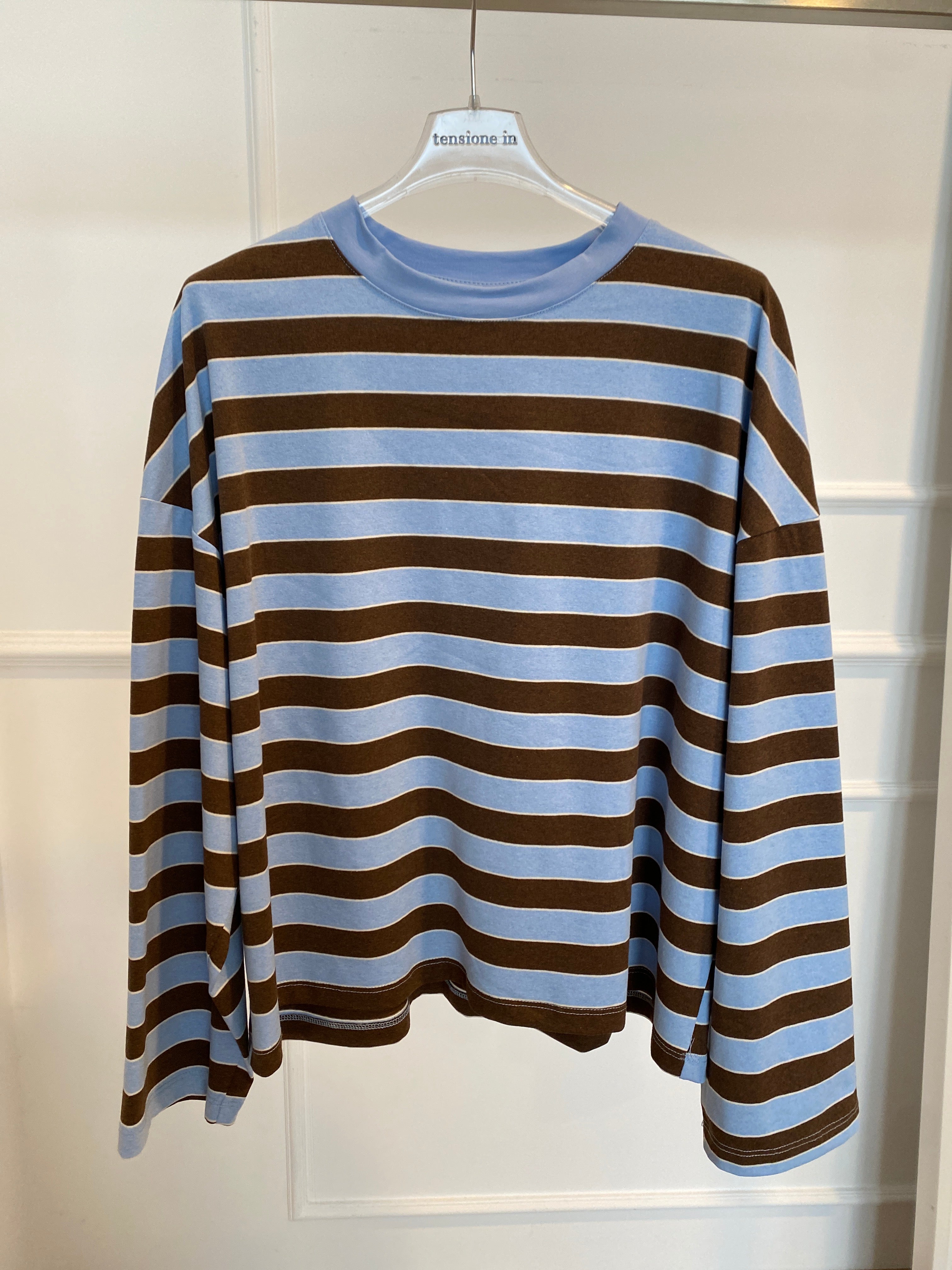 T-shirt manica lunga a righe larghe Tensione IN