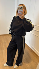 Pantalone felpa con elastico e bande laterali variante nero ViCOLO