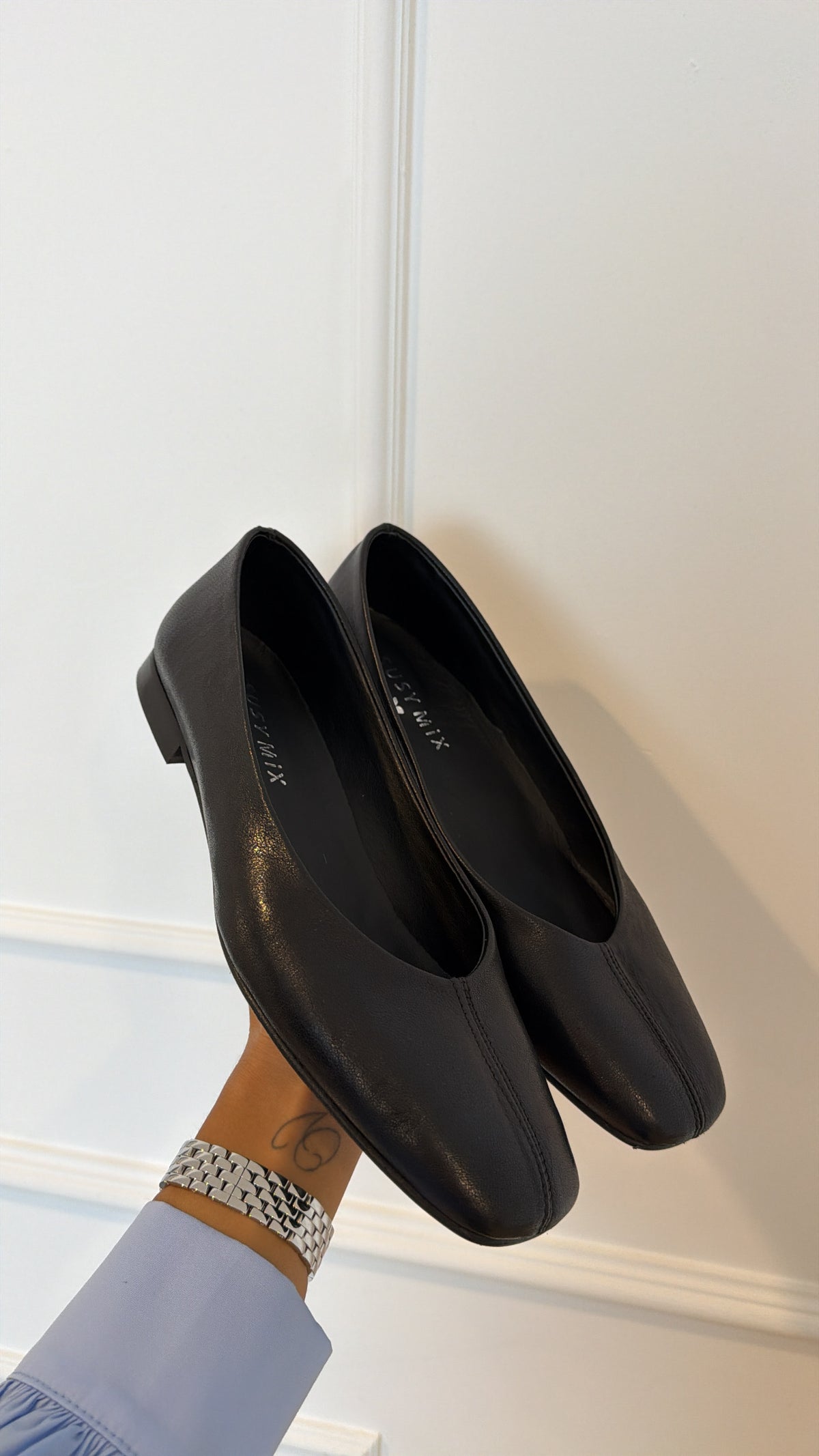 Ballerina in pelle variante nero Susy Mix