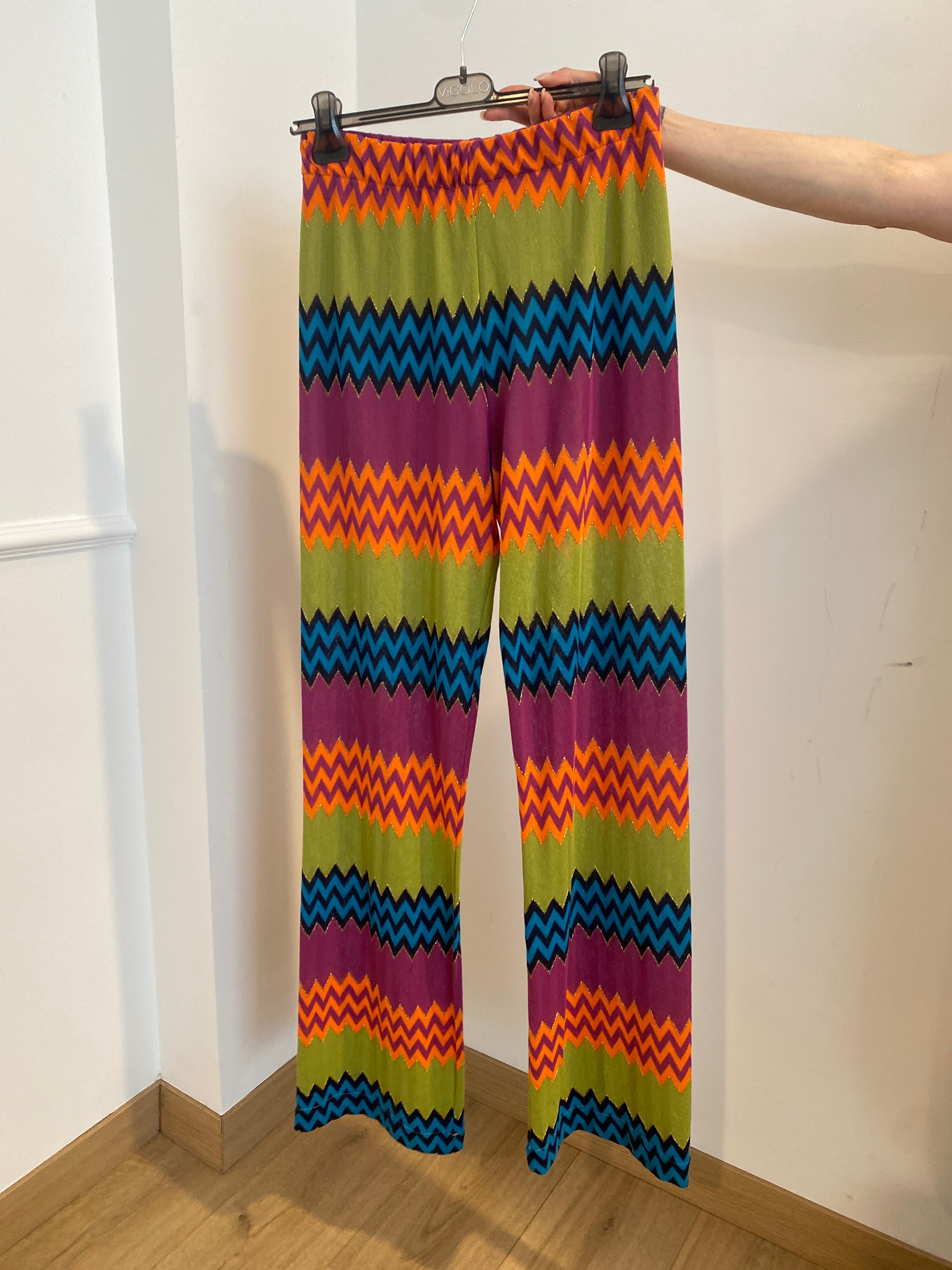 Pantalone macro zig-zag multicolor con filo lurex ViCOLO