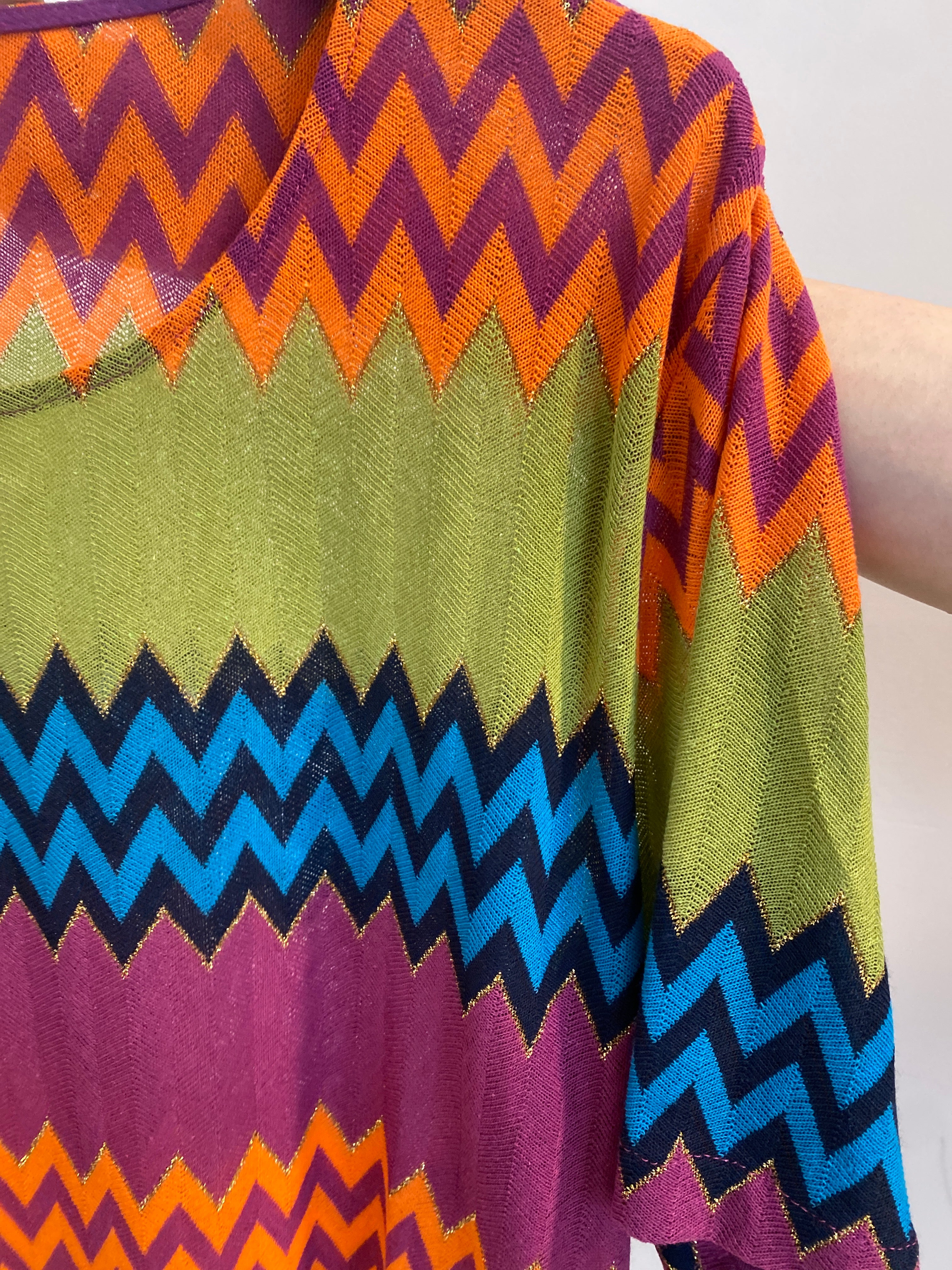 T-shirt macro zig-zag multicolor con filo lurex ViCOLO