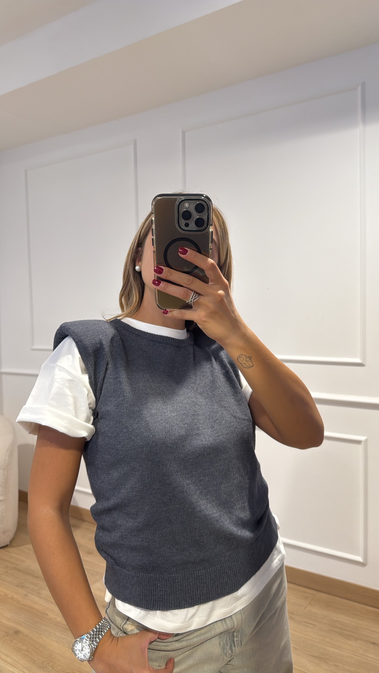 Gilet in maglia con spallina imbottita Vicolo