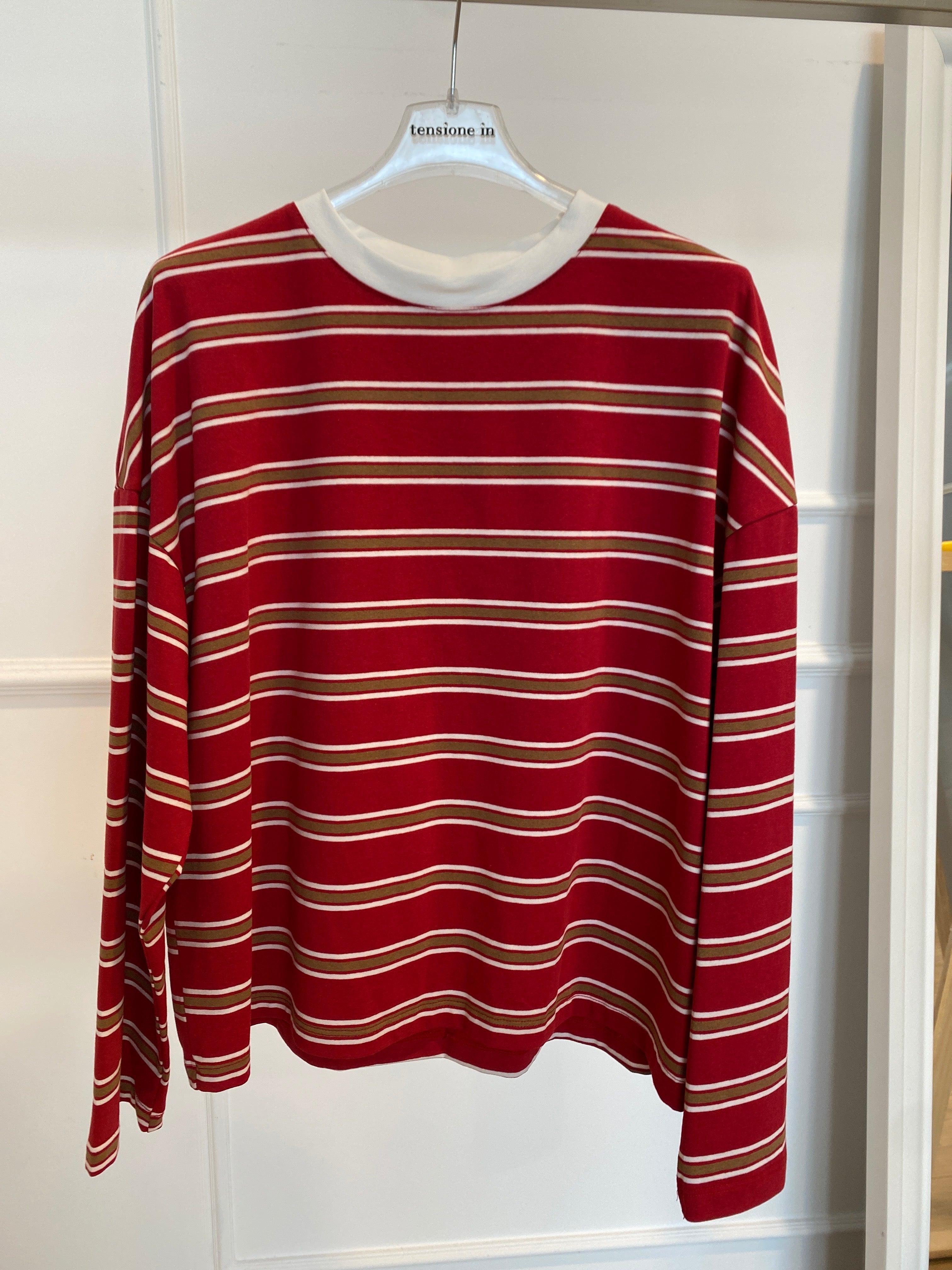 T-shirt manica lunga a righe sottili Tensione IN