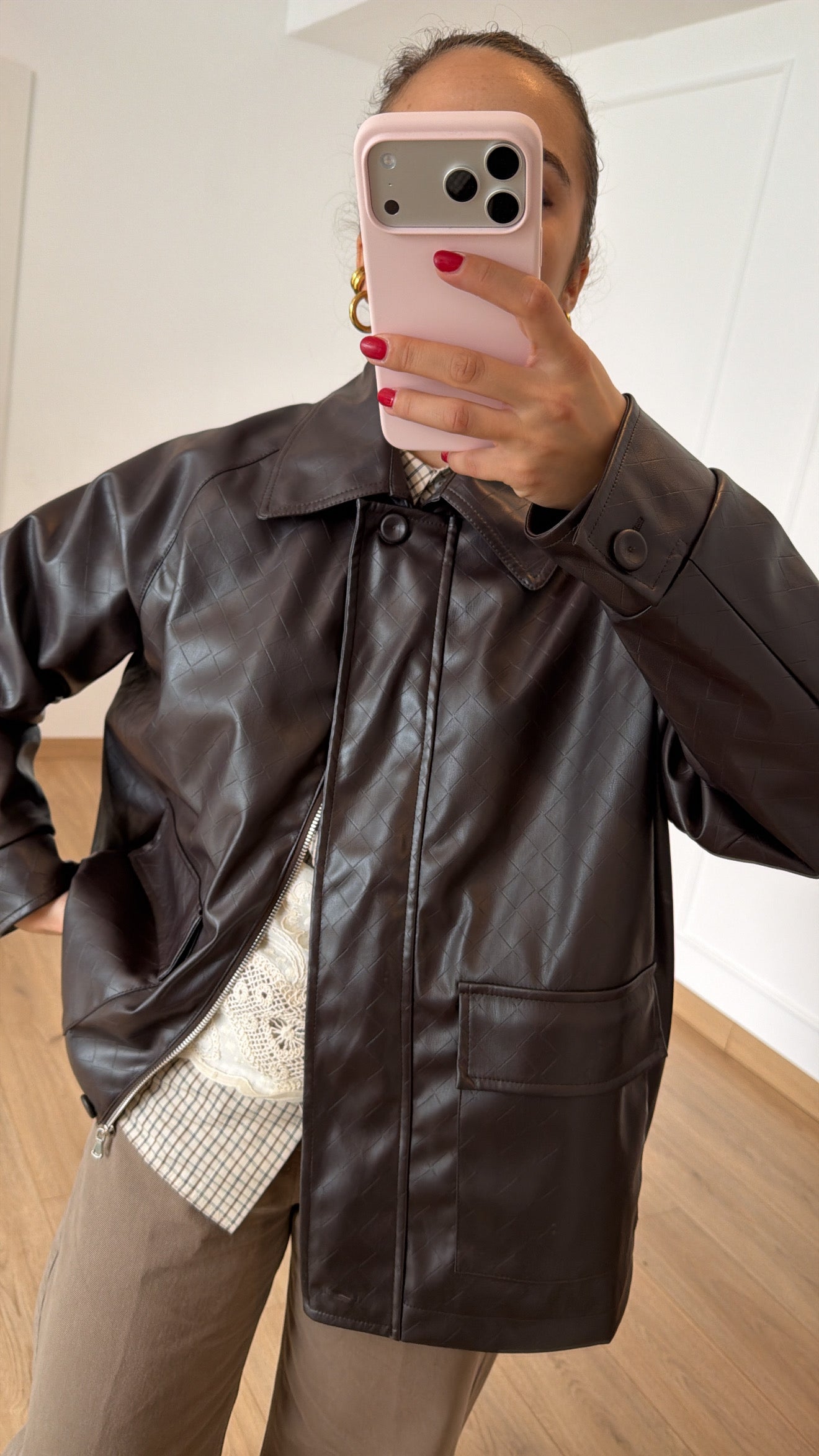 Field jacket in eco-pelle intrecciata ViCOLO