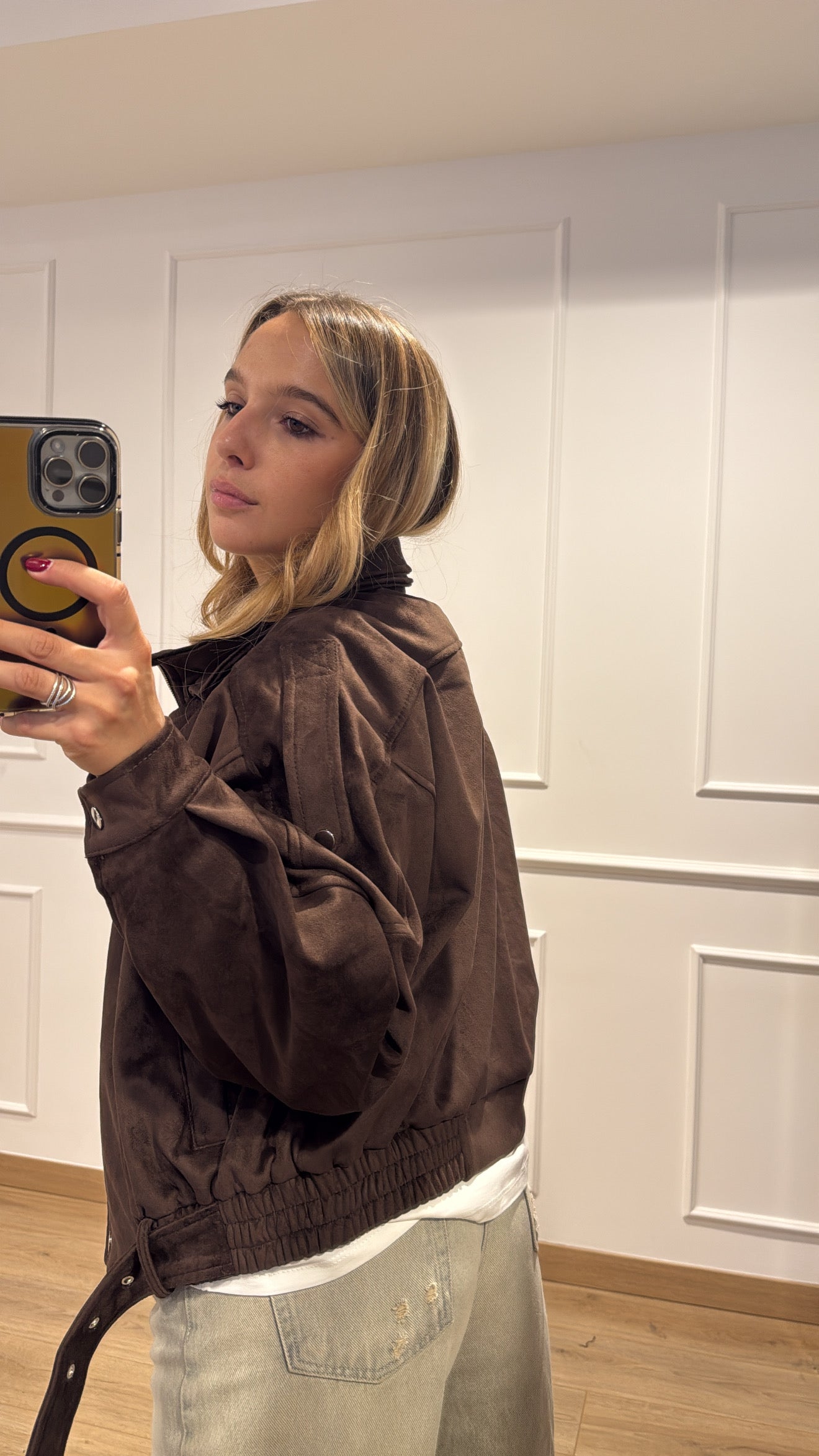 Chiodo-bomber in eco-camoscio Susy Mix