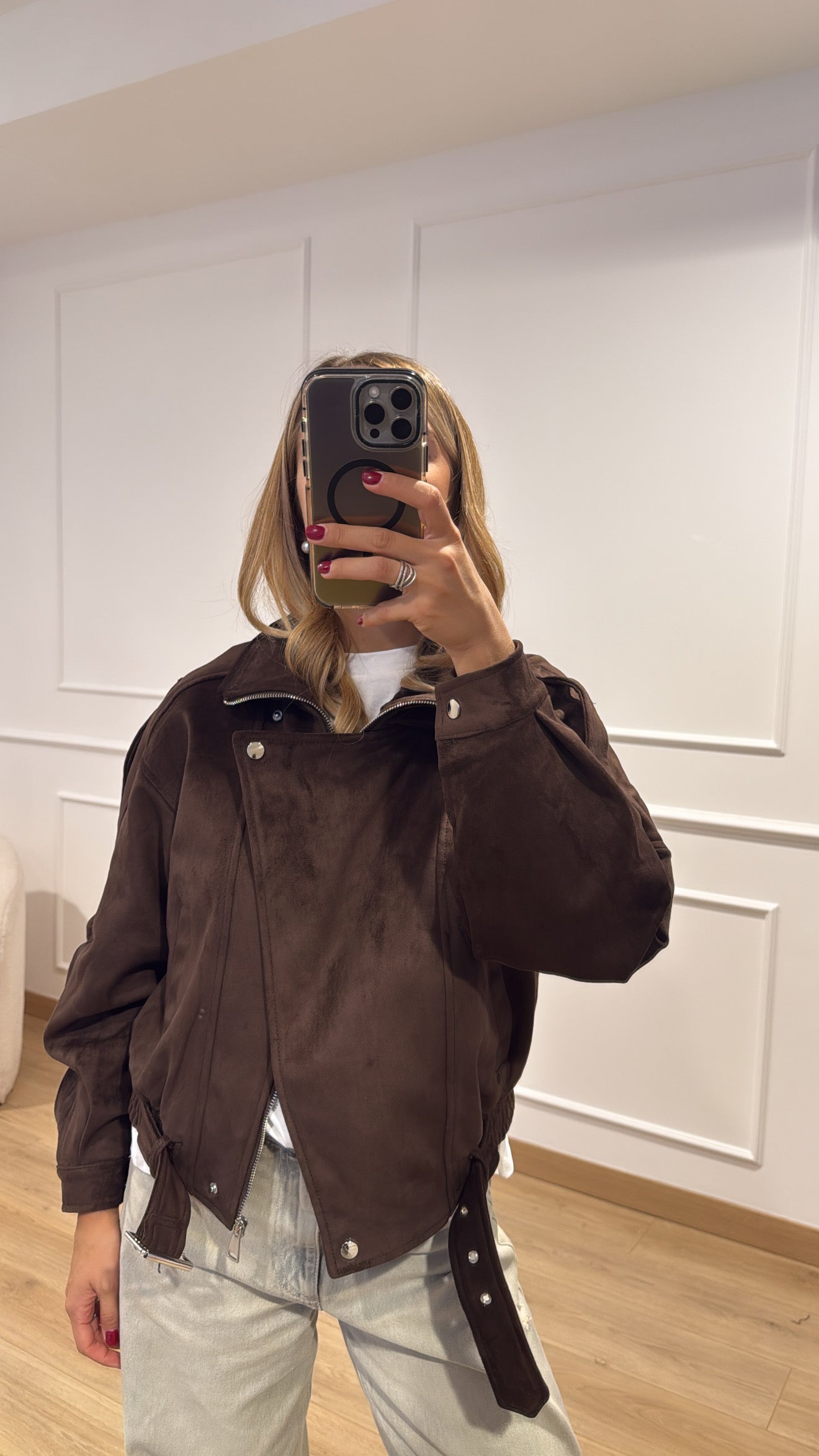 Chiodo-bomber in eco-camoscio Susy Mix