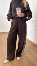 Pantalone felpa con elastico e bande laterali variante moro ViCOLO