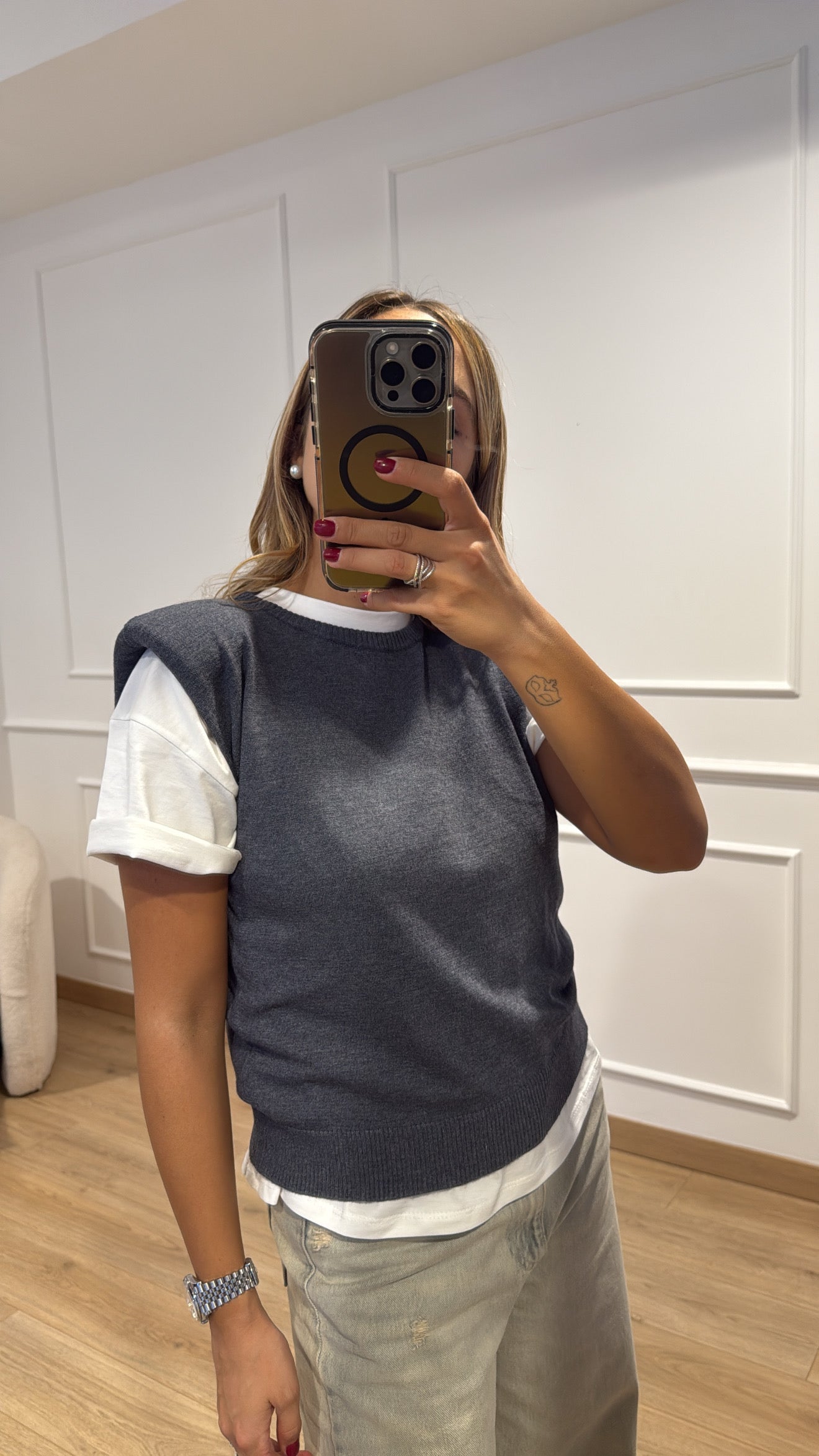 Gilet in maglia con spallina imbottita Vicolo