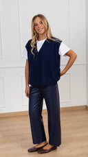 Pantalone Tom in eco-pelle variante blu Motel