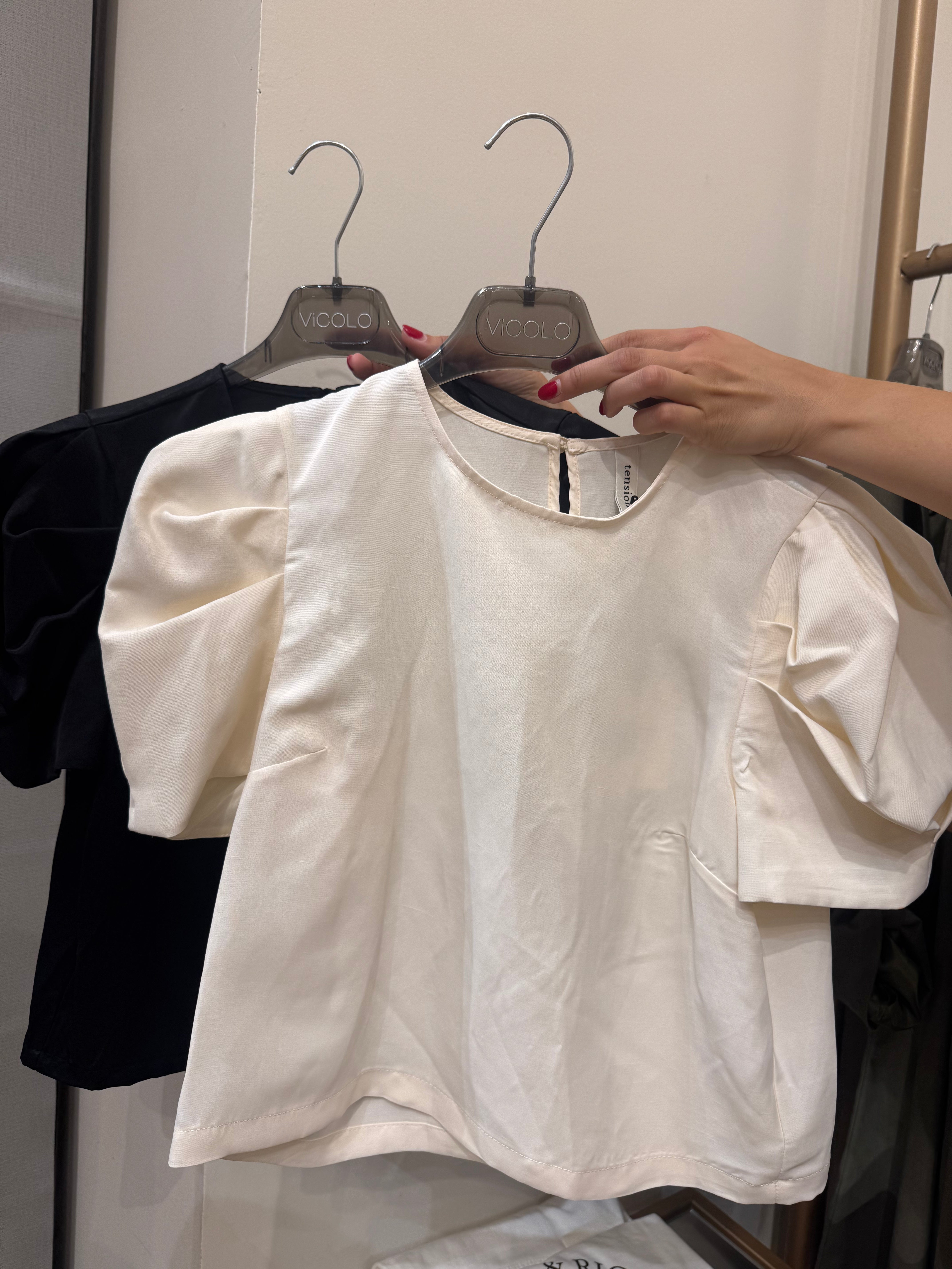 Blusa in viscosa con manica palloncino Tensione In