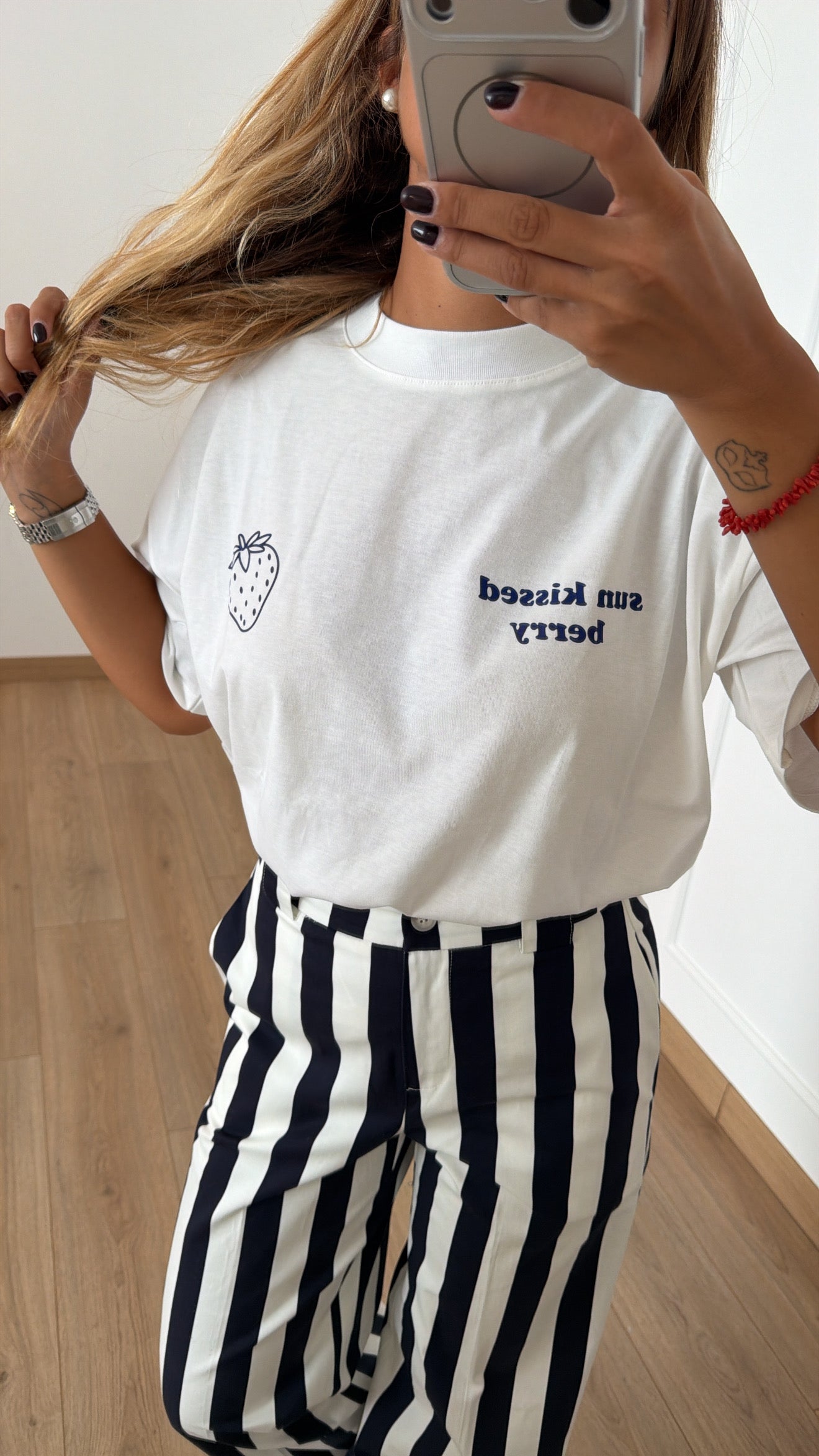 T-shirt over-size stampa sul retro "Sun kissed berry" Vicolo