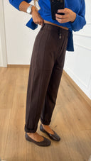 Pantalone egg-fit in punto milano con elastico sul retro variante Moro Susy Mix