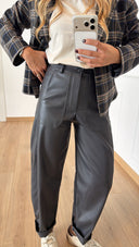 Pantalone in eco-pelle con elastico sul retro variante grigio Susy Mix