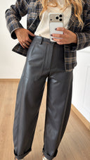Pantalone in eco-pelle con elastico sul retro variante grigio Susy Mix